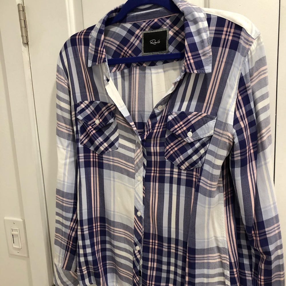 Lightweight Plaid Button Up Shirt - Rails - image 4